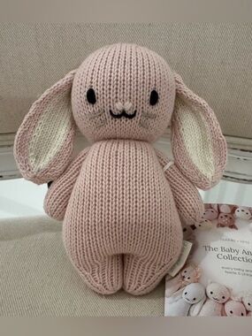 Cuddle + Kind Knit Baby Bunny Hand Knit Doll (Rose) NWT